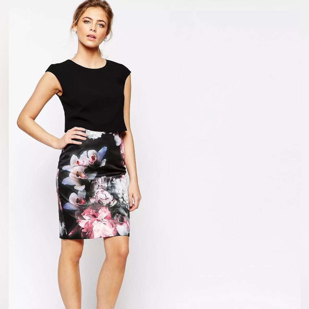 Ted Baker fake two piece floral dress Beryll size 0 like new
